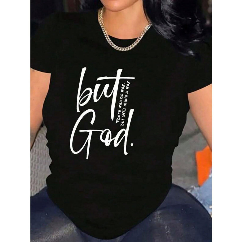Ephesians 2:4-5 KJV “But God, Who Is Rich In Mercy” Christian T-Shirt | Women‘s Faith Tee | 100% Cotton Black Casual Top