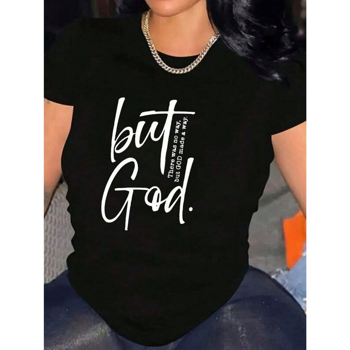 Ephesians 2:4-5 KJV “But God, Who Is Rich In Mercy” Christian T-Shirt | Women‘s Faith Tee | 100% Cotton Black Casual Top