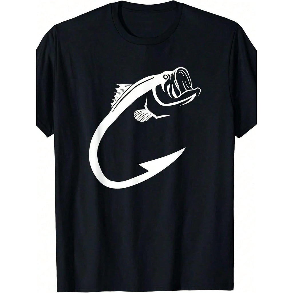 Simple Fishhook Art T-Shirt | Men's Soft Cotton Tee | Breathable Everyday Top | Christmas Gift