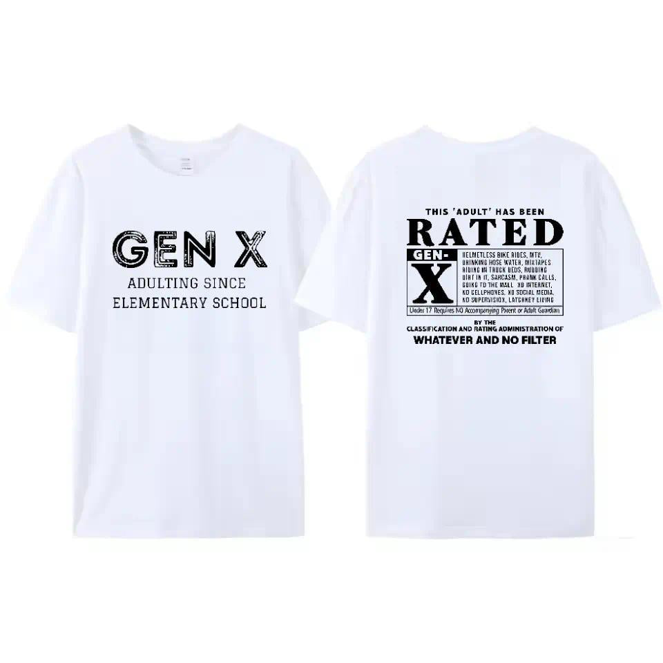 Gen X Traits T-Shirt, “This Adult Has Been Rated” Funny Saying, Vintage Retro Unisex Tee, 80s 90s Nostalgia Top