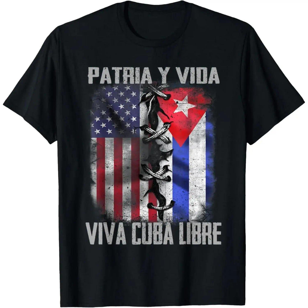 Vintage Cuban Cotton TShirt Featuring Patria Y Vida Viva Cuba Libre Slogan